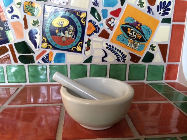 Mortar & Pestle in the kitchen at The Herb Cottage 