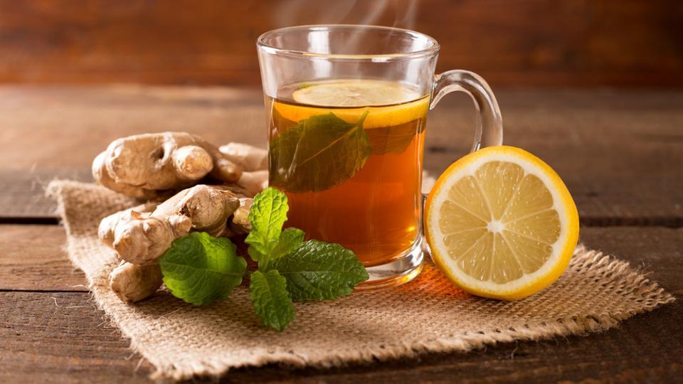 Herb Tea with mint, ginger and lemon to demonstrate products I sell on the website. 