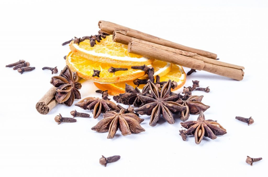 star anise and cinnamon with oranges